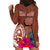 Chamorro Biba Guam Hoodie Dress Latte Stone Tribal and Hibiscus Flower Tapa Pattern