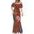 Chamorro Biba Guam Mermaid Dress Latte Stone Tribal and Hibiscus Flower Tapa Pattern