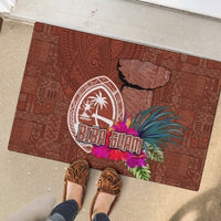Chamorro Biba Guam Rubber Doormat Latte Stone Tribal and Hibiscus Flower Tapa Pattern LT03 - Polynesian Pride