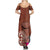 Chamorro Biba Guam Summer Maxi Dress Latte Stone Tribal and Hibiscus Flower Tapa Pattern