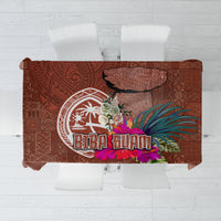 Chamorro Biba Guam Tablecloth Latte Stone Tribal and Hibiscus Flower Tapa Pattern LT03 Brown - Polynesian Pride