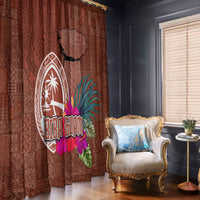 Chamorro Biba Guam Window Curtain Latte Stone Tribal and Hibiscus Flower Tapa Pattern LT03 - Polynesian Pride