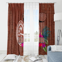 Chamorro Biba Guam Window Curtain Latte Stone Tribal and Hibiscus Flower Tapa Pattern LT03 - Polynesian Pride