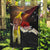 Papua New Guinea Remembrance Day Garden Flag Bird of Paradise Plumeria Flower and Polynesian Pattern