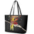 Papua New Guinea Remembrance Day Leather Tote Bag Bird of Paradise Plumeria Flower and Polynesian Pattern