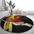 Papua New Guinea Remembrance Day Round Carpet Bird of Paradise Plumeria Flower and Polynesian Pattern