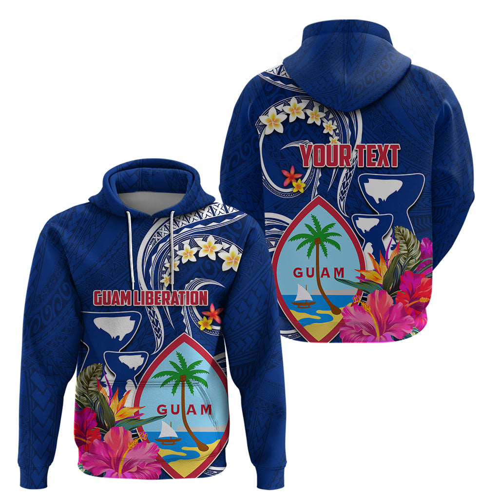 Personalised Guam Liberation Hoodie Latte Stone and Guahan Seal Jungle Flower LT03 - Polynesian Pride