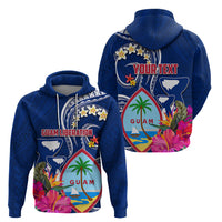 Personalised Guam Liberation Hoodie Latte Stone and Guahan Seal Jungle Flower LT03 - Polynesian Pride