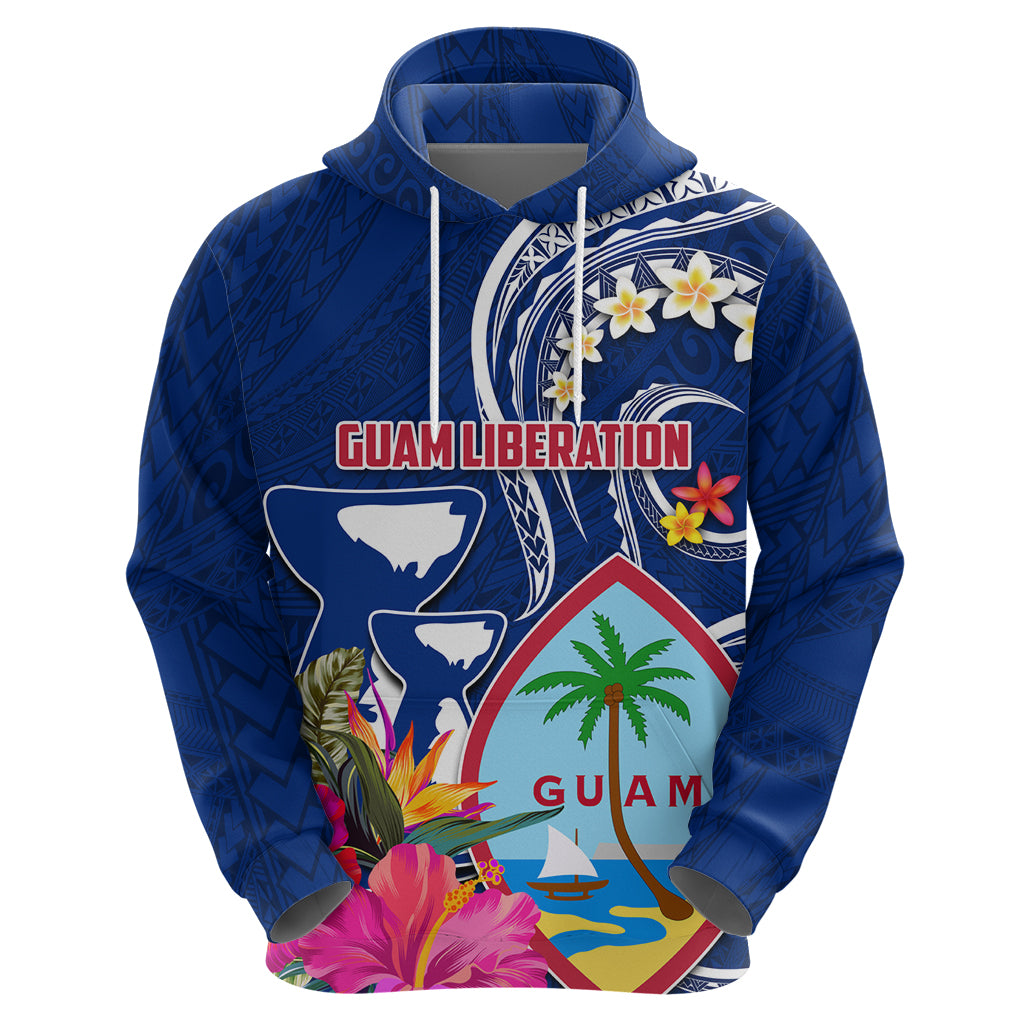 Personalised Guam Liberation Hoodie Latte Stone and Guahan Seal Jungle Flower LT03 - Polynesian Pride
