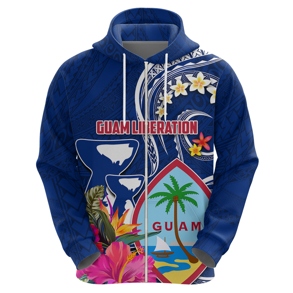 Personalised Guam Liberation Hoodie Latte Stone and Guahan Seal Jungle Flower LT03 - Polynesian Pride