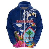Personalised Guam Liberation Hoodie Latte Stone and Guahan Seal Jungle Flower LT03 - Polynesian Pride