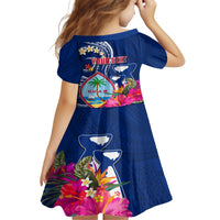 Personalised Guam Liberation Kid Short Sleeve Dress Latte Stone and Guahan Seal Jungle Flower LT03 - Polynesian Pride