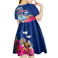 Personalised Guam Liberation Kid Short Sleeve Dress Latte Stone and Guahan Seal Jungle Flower LT03 - Polynesian Pride