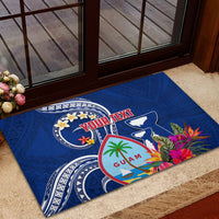 Personalised Guam Liberation Rubber Doormat Latte Stone and Guahan Seal Jungle Flower LT03 - Polynesian Pride
