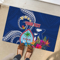 Personalised Guam Liberation Rubber Doormat Latte Stone and Guahan Seal Jungle Flower LT03 - Polynesian Pride