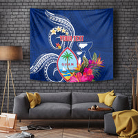 Personalised Guam Liberation Tapestry Latte Stone and Guahan Seal Jungle Flower LT03 - Polynesian Pride