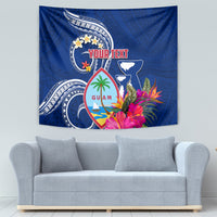 Personalised Guam Liberation Tapestry Latte Stone and Guahan Seal Jungle Flower LT03 - Polynesian Pride