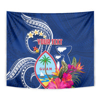 Personalised Guam Liberation Tapestry Latte Stone and Guahan Seal Jungle Flower LT03 - Polynesian Pride