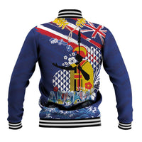 Hawaii King Kamehameha Day Baseball Jacket Lei Sea Waves Polynesian Tapa Pattern LT03 - Polynesian Pride