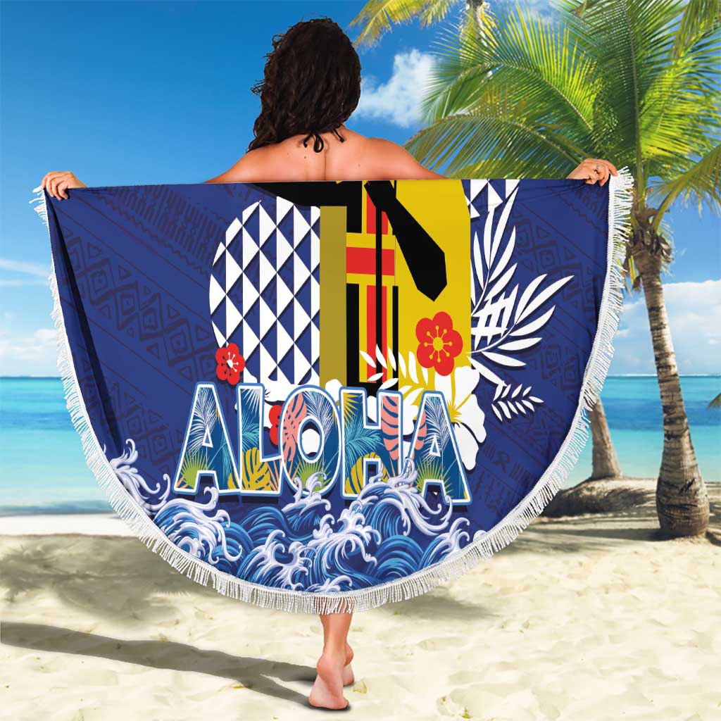 Hawaii King Kamehameha Day Beach Blanket Lei Sea Waves Polynesian Tapa Pattern LT03 - Polynesian Pride