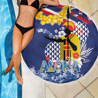 Hawaii King Kamehameha Day Beach Blanket Lei Sea Waves Polynesian Tapa Pattern LT03 - Polynesian Pride