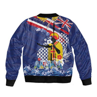 Hawaii King Kamehameha Day Bomber Jacket Lei Sea Waves Polynesian Tapa Pattern LT03 - Polynesian Pride