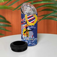 Hawaii King Kamehameha Day 4 in 1 Can Cooler Tumbler Lei Sea Waves Polynesian Tapa Pattern LT03 - Polynesian Pride