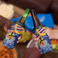 Hawaii King Kamehameha Day 4 in 1 Can Cooler Tumbler Lei Sea Waves Polynesian Tapa Pattern LT03 - Polynesian Pride