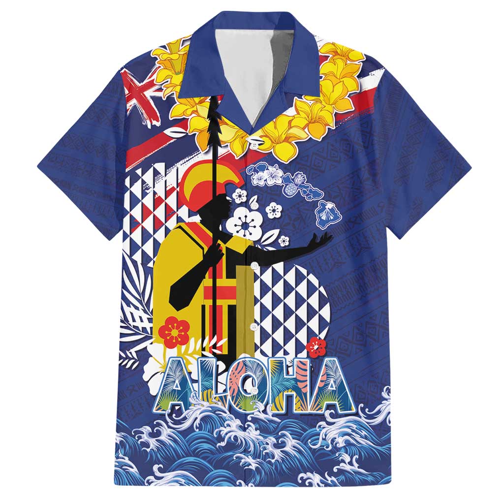 Hawaii King Kamehameha Day Hawaiian Shirt Lei Sea Waves Polynesian Tapa Pattern LT03 Blue - Polynesian Pride
