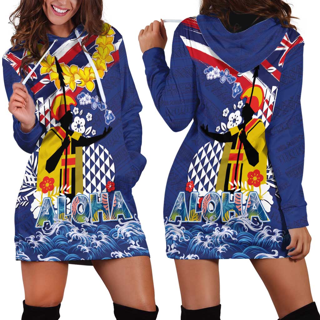 Hawaii King Kamehameha Day Hoodie Dress Lei Sea Waves Polynesian Tapa Pattern LT03 - Polynesian Pride