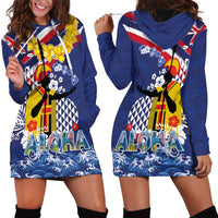 Hawaii King Kamehameha Day Hoodie Dress Lei Sea Waves Polynesian Tapa Pattern LT03 - Polynesian Pride
