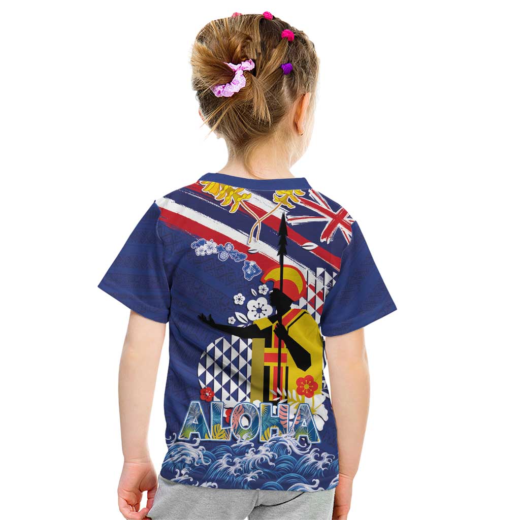 Hawaii King Kamehameha Day Kid T Shirt Lei Sea Waves Polynesian Tapa Pattern LT03 - Polynesian Pride