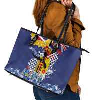 Hawaii King Kamehameha Day Leather Tote Bag Lei Sea Waves Polynesian Tapa Pattern LT03 - Polynesian Pride