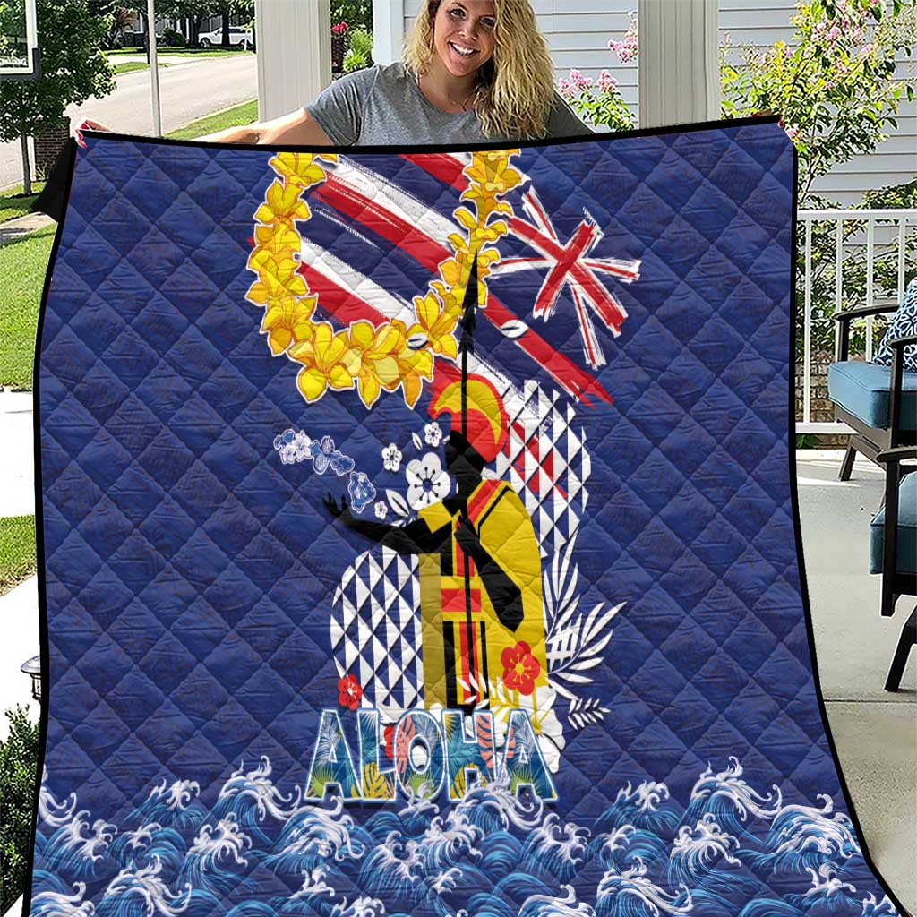 Hawaii King Kamehameha Day Quilt Lei Sea Waves Polynesian Tapa Pattern LT03 Blue - Polynesian Pride