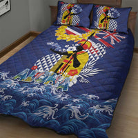 Hawaii King Kamehameha Day Quilt Bed Set Lei Sea Waves Polynesian Tapa Pattern LT03 - Polynesian Pride