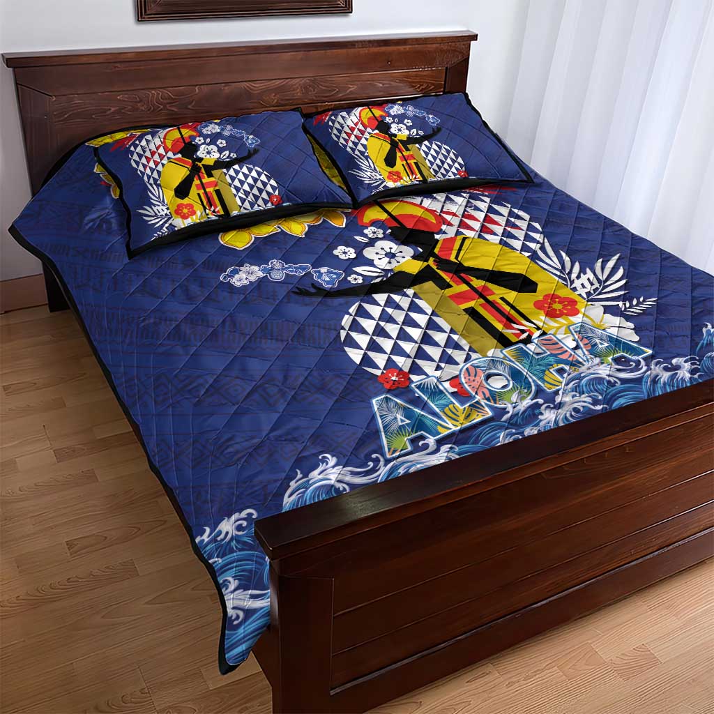 Hawaii King Kamehameha Day Quilt Bed Set Lei Sea Waves Polynesian Tapa Pattern LT03 - Polynesian Pride