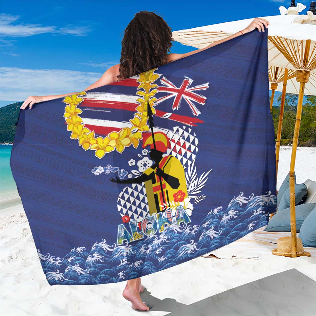Hawaii King Kamehameha Day Sarong Lei Sea Waves Polynesian Tapa Pattern LT03 One Size 44 x 66 inches Blue - Polynesian Pride