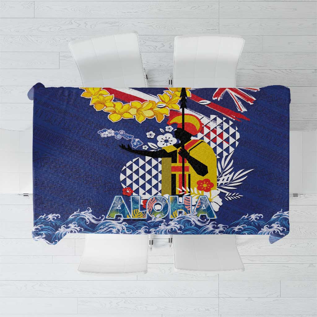 Hawaii King Kamehameha Day Tablecloth Lei Sea Waves Polynesian Tapa Pattern LT03 Blue - Polynesian Pride