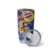 Hawaii King Kamehameha Day Tumbler Cup Lei Sea Waves Polynesian Tapa Pattern LT03 - Polynesian Pride