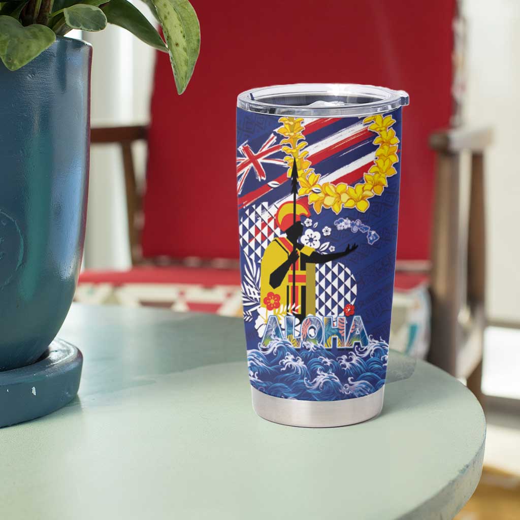Hawaii King Kamehameha Day Tumbler Cup Lei Sea Waves Polynesian Tapa Pattern LT03 - Polynesian Pride