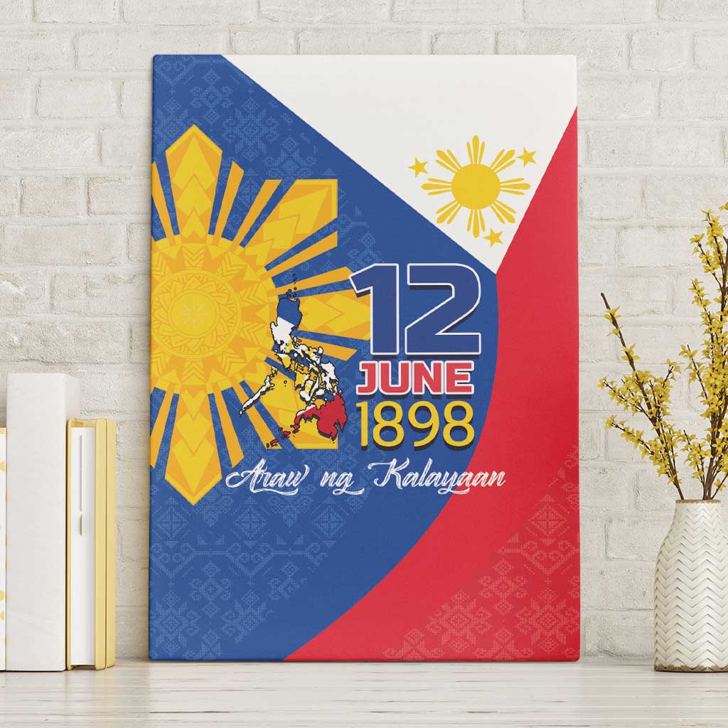 Philippines Independence Day Canvas Wall Art Araw ng Kalayaan Polynesian Sun and YAKAN Pattern LT03 Without Frame Blue - Polynesian Pride