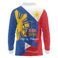 Philippines Independence Day Long Sleeve Polo Shirt Araw ng Kalayaan Polynesian Sun and YAKAN Pattern LT03 - Polynesian Pride