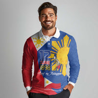 Philippines Independence Day Long Sleeve Polo Shirt Araw ng Kalayaan Polynesian Sun and YAKAN Pattern LT03 - Polynesian Pride