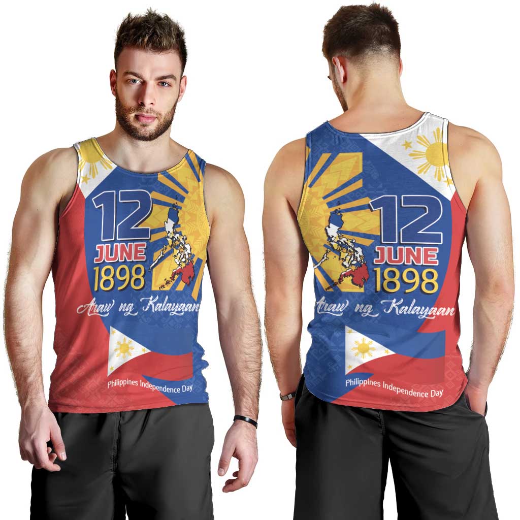 Philippines Independence Day Men Tank Top Araw ng Kalayaan Polynesian Sun and YAKAN Pattern LT03 - Polynesian Pride