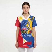 Philippines Independence Day Scrub Top Araw ng Kalayaan Polynesian Sun and YAKAN Pattern LT03 - Polynesian Pride