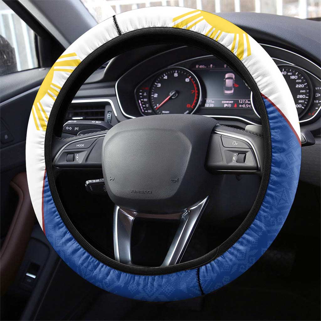 Philippines Independence Day Steering Wheel Cover Araw ng Kalayaan Polynesian Sun and YAKAN Pattern LT03 - Polynesian Pride