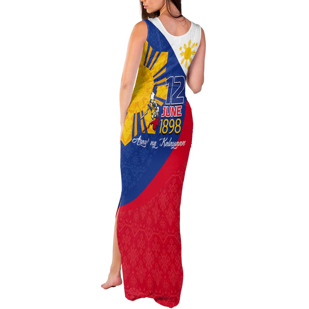 Philippines Independence Day Tank Maxi Dress Araw ng Kalayaan Polynesian Sun and YAKAN Pattern LT03 - Polynesian Pride