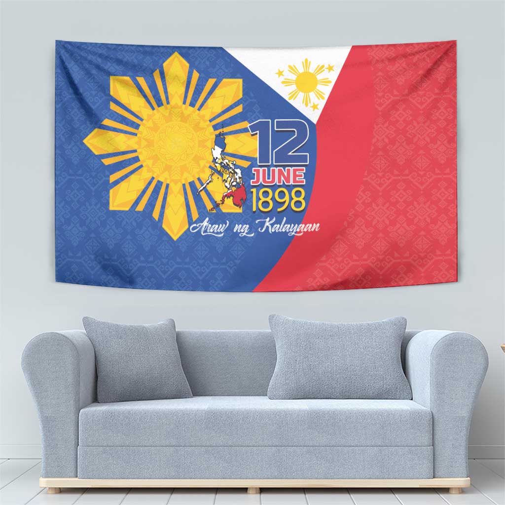 Philippines Independence Day Tapestry Araw ng Kalayaan Polynesian Sun and YAKAN Pattern LT03 - Polynesian Pride