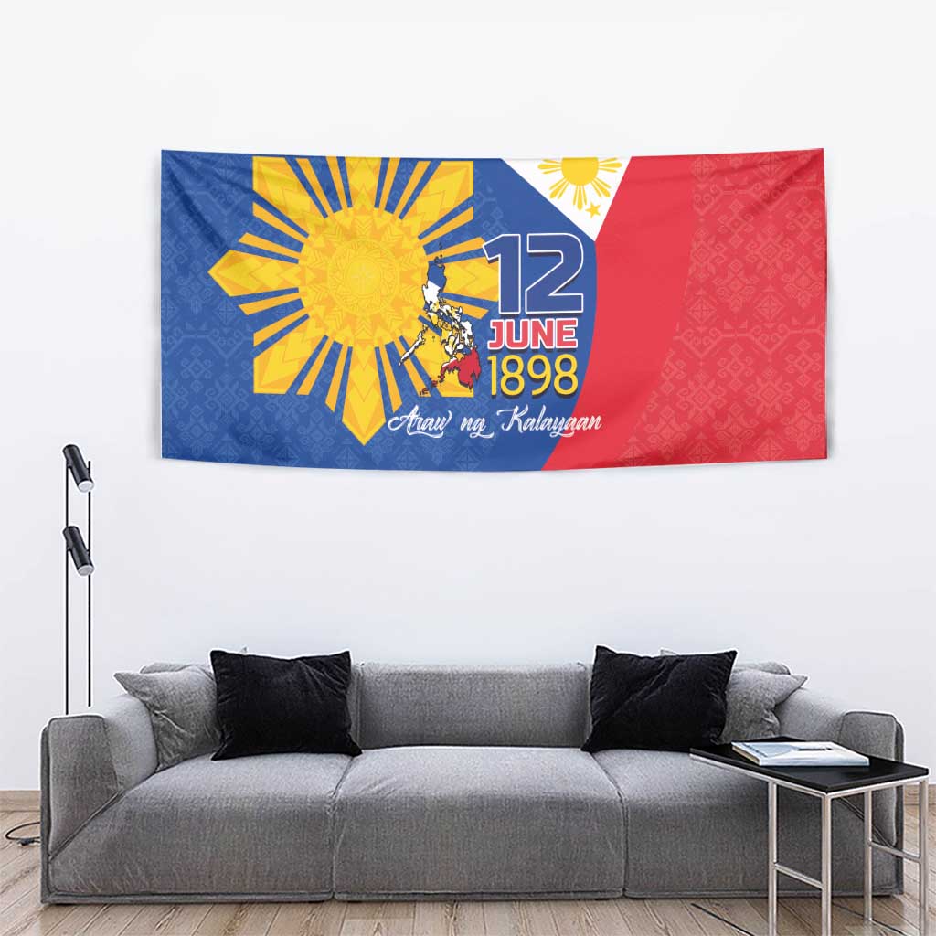 Philippines Independence Day Tapestry Araw ng Kalayaan Polynesian Sun and YAKAN Pattern LT03 - Polynesian Pride