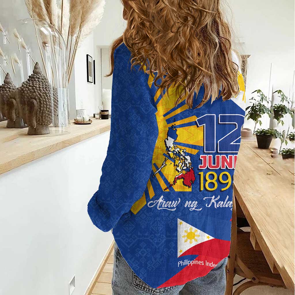 Philippines Independence Day Women Casual Shirt Araw ng Kalayaan Polynesian Sun and YAKAN Pattern LT03 - Polynesian Pride